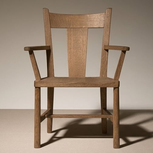 The restored oak chair, from the front