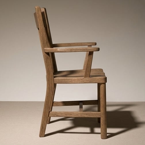 The restored oak chair, from the side